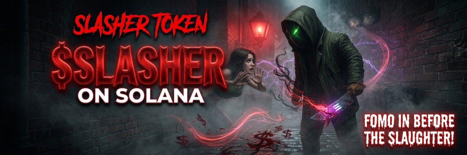 Sample banner forged in the Glitch Lab: Slasher Token, $SLASHER on Solana